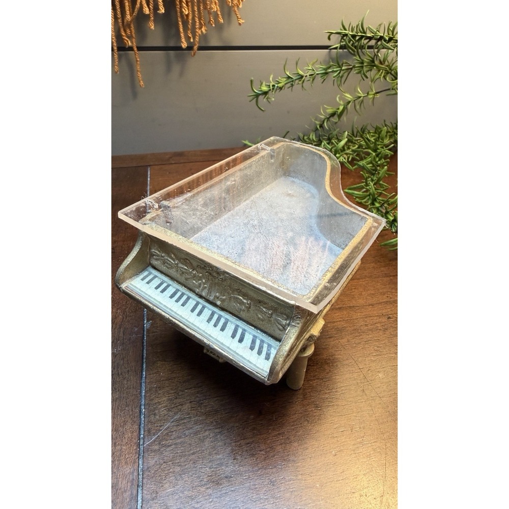 Gold Metal Baby Grand Piano Trinket Box- Heavy